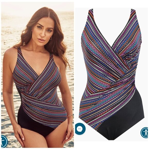 NWT MIRACLESUIT Shimmer Links Oceanus Multi One-Piece $188 US 18 - Picture 1 of 12
